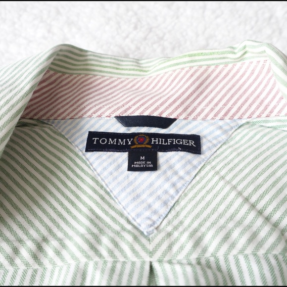 Tommy Hilfiger Green Stripe Button Down - Picture 2 of 4